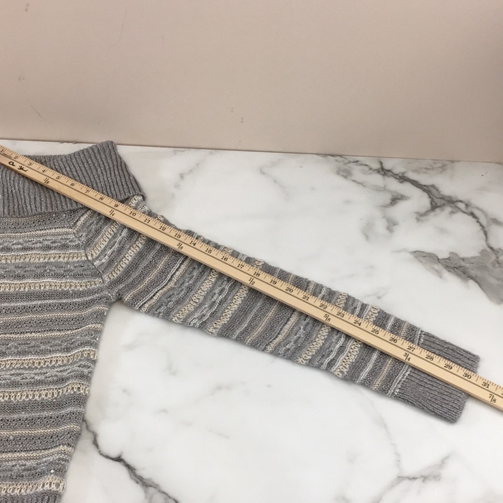 White House Black‎ Market Striped Off-The Shoulder Sweater Womens Large Pullover - Picture 11 of 16